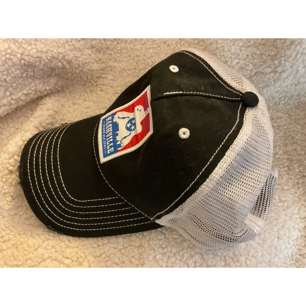 Nashville Grand Ole Opry Trucker Hat Music City USA Mesh Snapback Black White